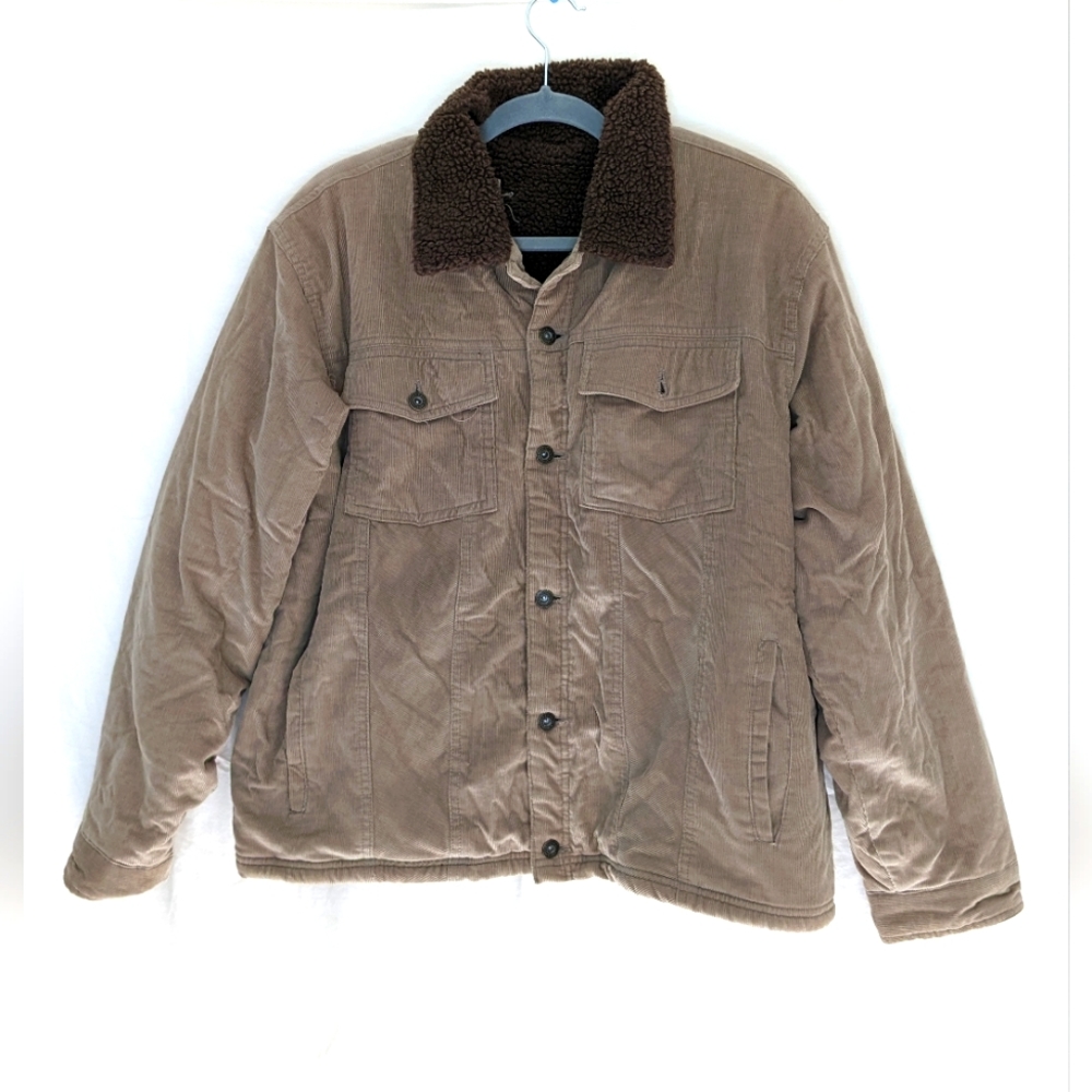 Corduroy and Fleece Button Up Jacket, M